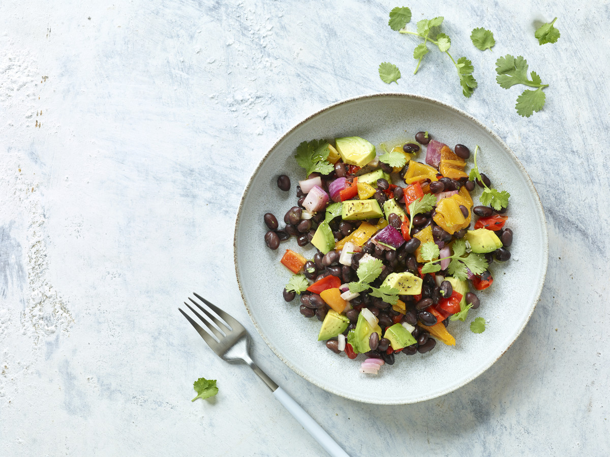 Grilled Pepper Salad with Black Beans & Avocado
